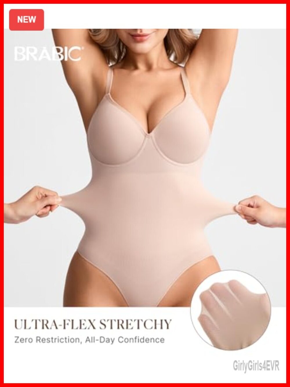 Tummy Control Shapewear Bodysuit Seamless Backless V-Neck Built-in Bra - Picture 2 of 7